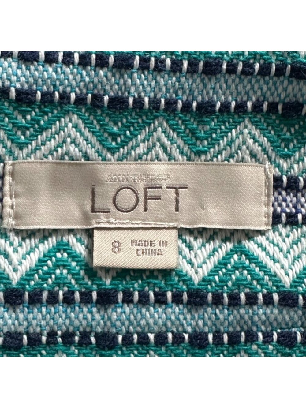 LOFT Womens Teal & Black Chevron Striped Jacquard Mini Skirt SZ 8 Preppy Y2K - Picture 4 of 6